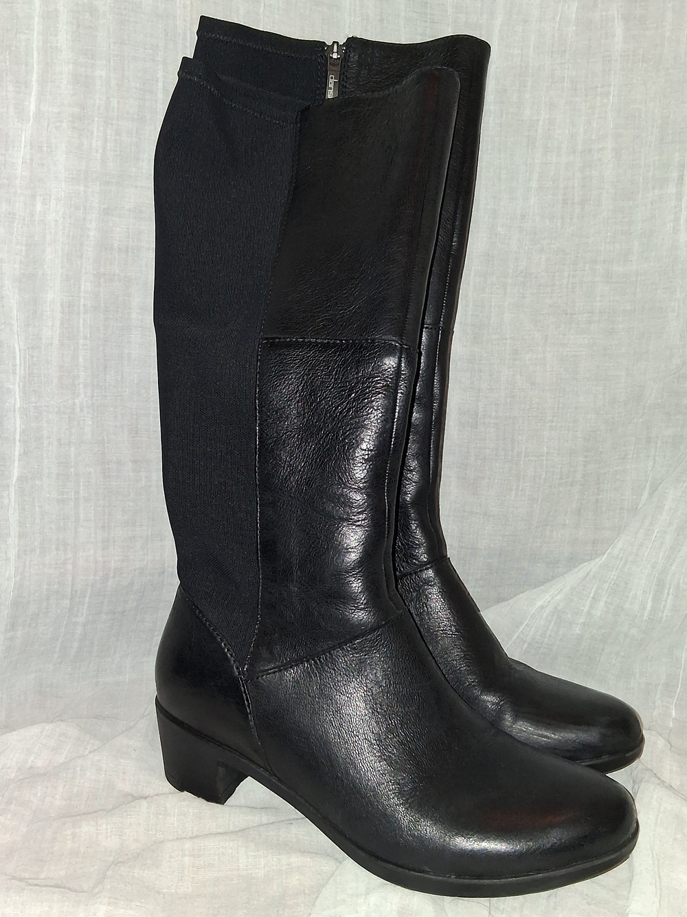 Dansko Black Leather & Stretch Knee-High Boots